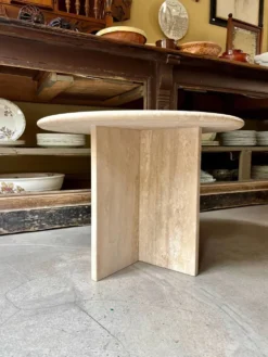 Table d'appoint, basse ronde en travertin ⌀ 61 cm