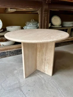 Table d'appoint, basse ronde en travertin ⌀ 61 cm