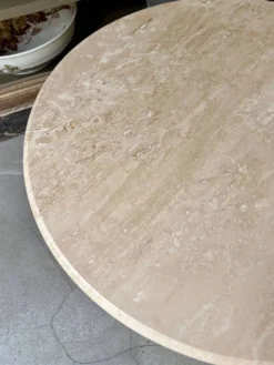 Table d'appoint, basse ronde en travertin ⌀ 61 cm