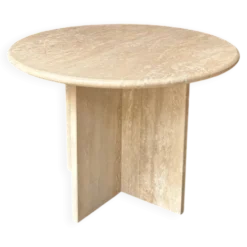Table d'appoint, basse ronde en travertin ⌀ 61 cm