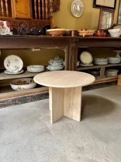 Table d'appoint, basse ronde en travertin ⌀ 61 cm