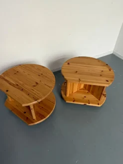 Table d’appoint bout de canapé X2 pin massif design années 70