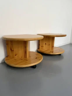 Table d’appoint bout de canapé X2 pin massif design années 70