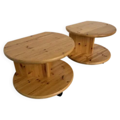 Table d’appoint bout de canapé X2 pin massif design années 70