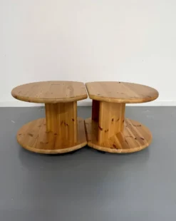 Table d’appoint bout de canapé X2 pin massif design années 70