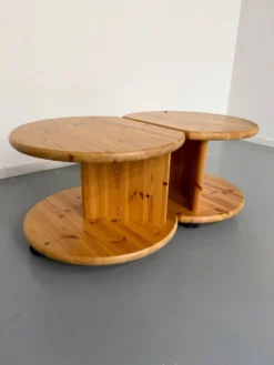 Table d’appoint bout de canapé X2 pin massif design années 70