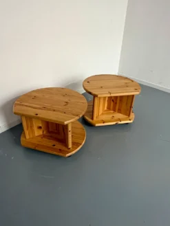 Table d’appoint bout de canapé X2 pin massif design années 70