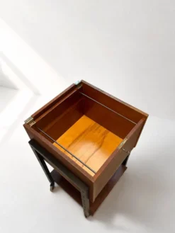Table d'appoint / chariot des années 50 en bois et métal