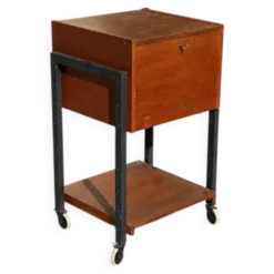 Table d'appoint / chariot des années 50 en bois et métal