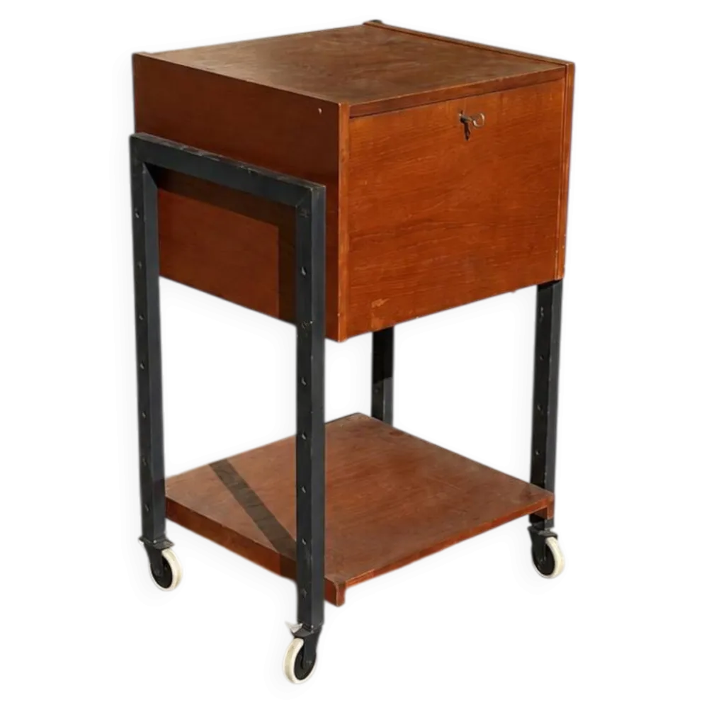 Table d'appoint / chariot des années 50 en bois et métal