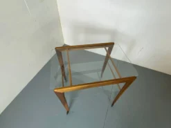 Table d'appoint chariot mid-century scandinave en teck et verre, 1950s