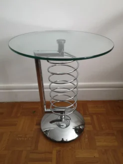 Table d'appoint chrome et verre vintage design space age