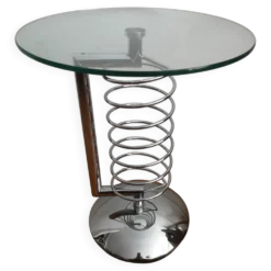 Table d'appoint chrome et verre vintage design space age