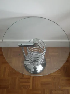 Table d'appoint chrome et verre vintage design space age