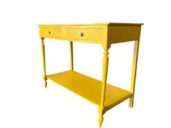 Table d'appoint/console vintage en bois jaune soleil