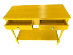 Table d'appoint/console vintage en bois jaune soleil