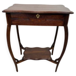 Table d'appoint de coiffeuse ancienne avec couvercle à charnières