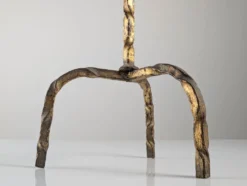 Table d'appoint des années 50 pour boissons en fer forgé doré et verre, Espagne, années 1950