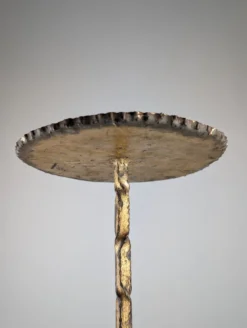 Table d'appoint des années 50 pour boissons en fer forgé doré et verre, Espagne, années 1950
