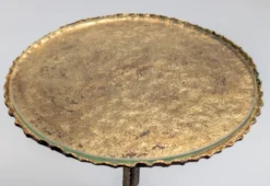 Table d'appoint des années 50 pour boissons en fer forgé doré et verre, Espagne, années 1950