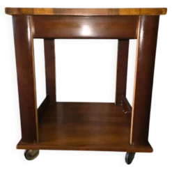 Table d’appoint / desserte Art déco en bois sur roulettes