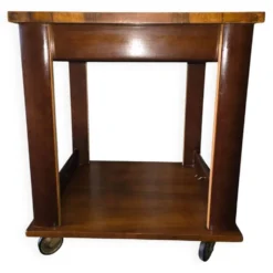 Table d’appoint / desserte Art déco en bois sur roulettes