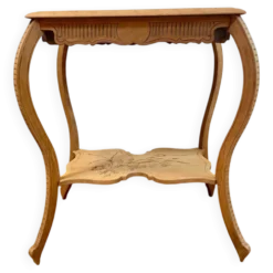 Table d’appoint d’époque 1900 à deux plateaux gravés – Style Art Nouveau