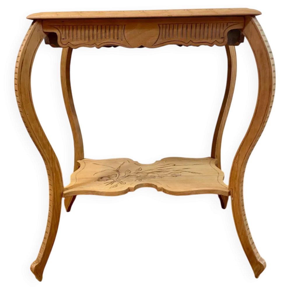 Table d’appoint d’époque 1900 à deux plateaux gravés – Style Art Nouveau