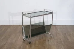Table d'appoint en alu et verre 1970