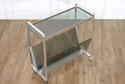 Table d'appoint en alu et verre 1970