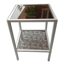 Table d'appoint en aluminium, vitres fumées