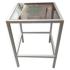 Table d'appoint en aluminium, vitres fumées