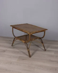 Table d'appoint en bambou et bois au design italien vintage des années 1960