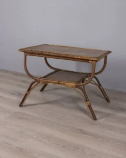 Table d'appoint en bambou et bois au design italien vintage des années 1960