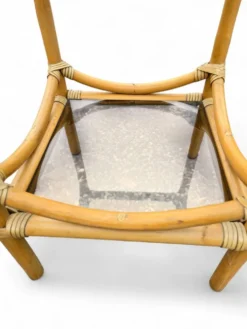 Table d'appoint en bambou et plateaux en verre