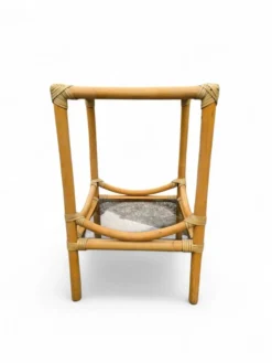 Table d'appoint en bambou et plateaux en verre