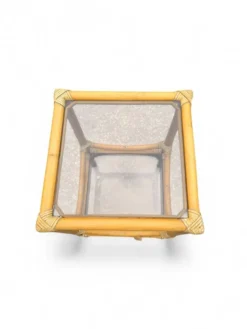 Table d'appoint en bambou et plateaux en verre