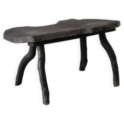Table d'appoint en bois sombre rustique wabi-sabi | Belgique | Vintage