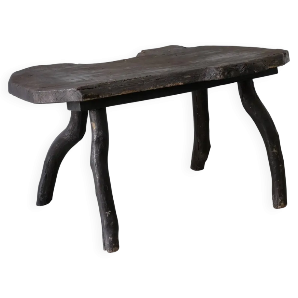 Table d'appoint en bois sombre rustique wabi-sabi | Belgique | Vintage
