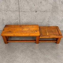 Table d'appoint en chêne brutaliste française en 2 hauteurs / années 1950