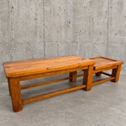 Table d'appoint en chêne brutaliste française en 2 hauteurs / années 1950