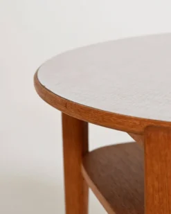 Table d'appoint en chêne et stratifié, Ferdinand Lundqvist, années 1950-1960.