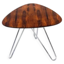 Table d'appoint en chrome et palissandre danois rétro vintage des années 50, 60, 70.