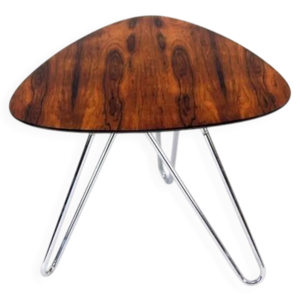 Table d'appoint en chrome et palissandre danois rétro vintage des années 50, 60, 70.