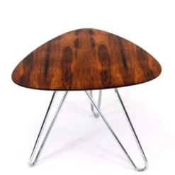 Table d'appoint en chrome et palissandre danois rétro vintage des années 50, 60, 70.