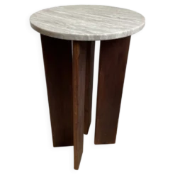 Table d'appoint en marbre / chêne massif