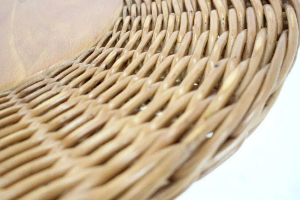 Table d'appoint en osier et bois des années 1970 par Jan Kalous pour ÚLUV