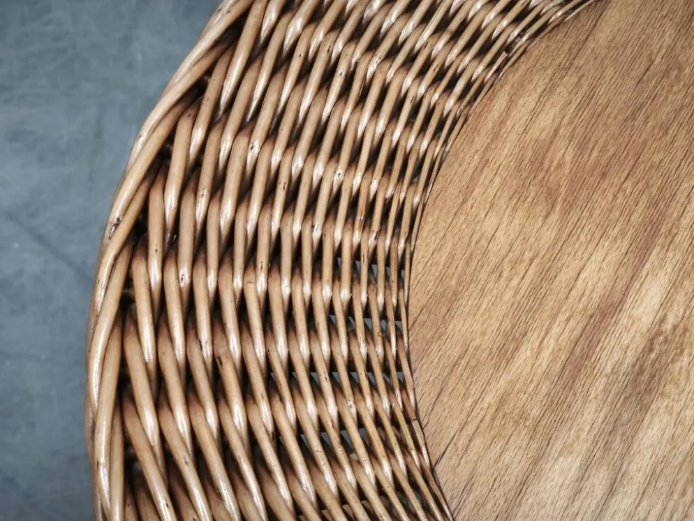 Table d'appoint en rotin et hêtre Jan Kalous, Tchécoslovaquie, années 1970