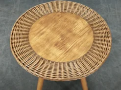 Table d'appoint en rotin et hêtre Jan Kalous, Tchécoslovaquie, années 1970