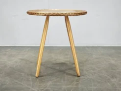 Table d'appoint en rotin et hêtre Jan Kalous, Tchécoslovaquie, années 1970